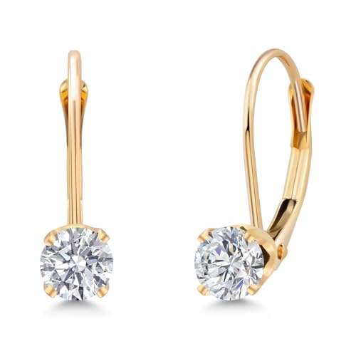 Image of Gem Stone King 0.20-1.50 Ct Lab Diamond Leverback Earrings 14K Gold