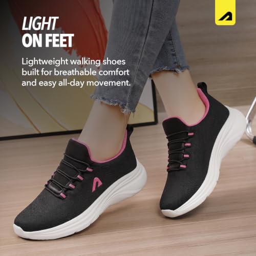 Image of Boldfit Walking Shoes for Women, Breathable Mesh Upper Cushioned Insole & Durable Eva Sole Lightweight, Slip-Resistant Sneakers for Daily Use Walking Shoes for Woman