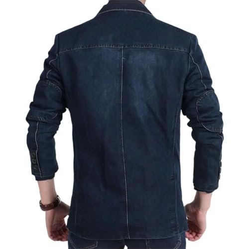 Kiioouu Men Denim Blazer Lapel Cool Denim Jacket Pockets Denim Blazer3