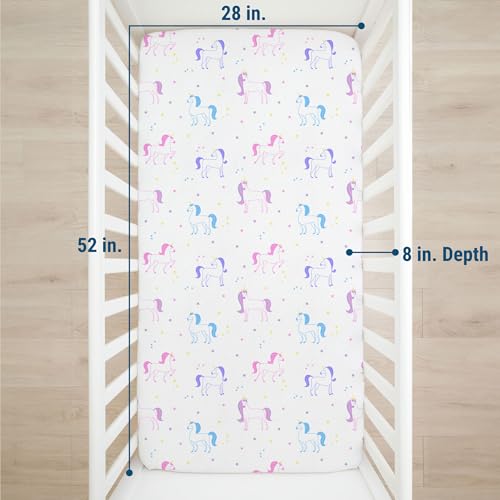 Image of Wildkin 100% Cotton Flannel Crib Sheet - Soft & Breathable Fitted Sheet - Unicorn
