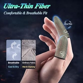 Ultra-Thin Silver Fiber Gaming Finger Sleeves - Breathable, Sweatproof, Seaml...