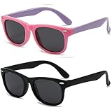 LOJUDI 2 Pack Kids Sunglasses Boys Girls - Polarised UV Protection Lens Rubber Unbreakable Cool Sun Glasses for Childrens Multipack - C5+C10