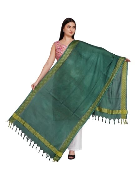 a r silk Women's Dupatta Cotton Green Kota Cotton Free Size Solid Zari Work Hand Wash Only-picture-39