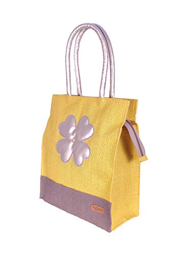 Image of Foonty Exclusive Sunflower Daily Use Jute Lunch Bag(Yellow,FFFWB6015C)