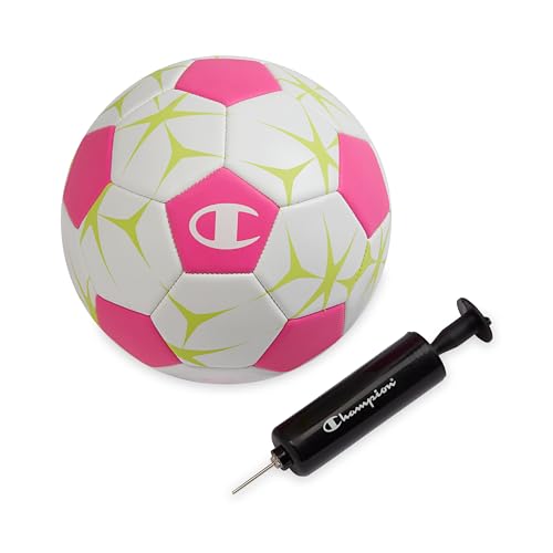 Champion Prodigy Soccer Ball with Pump (Size 3 Optic Pink/Eve. Primrose)