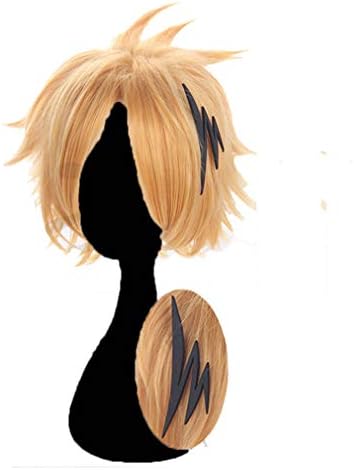 GZIRUE Golden Short Wig with Hair Accessory Party Anime Halloween Daily My Hero Cosplay Costume Men Hair Denki Kaminari Wigs