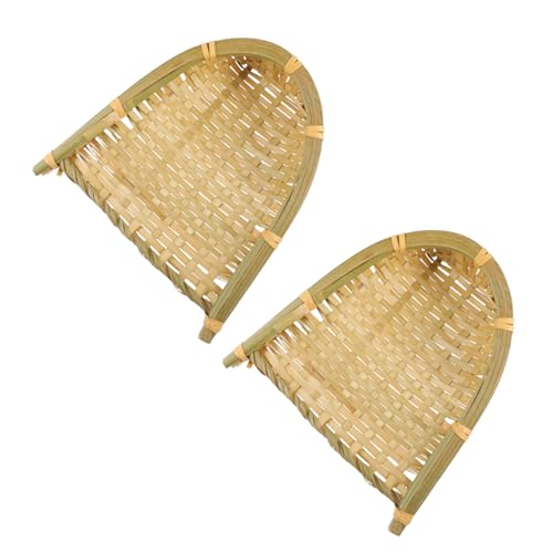 Cabilock 2Pcs Weaving Basket Snack Storage Trays for Picnic Home Food Serving Compact Design for Candy Bread Easy to Clean Reusable Baskets