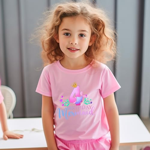 Image of Girls Birthday Shirt 2nd 3rd 4th 5th 6th Girls B-Day Outfits Mermaid Theme Cotton Short Sleeve Tee Tops