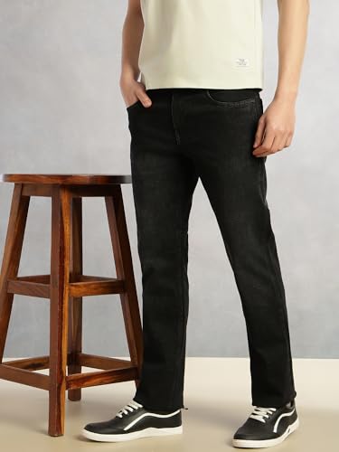 Image of Thomas Scott Men's Cricket Club Straight Fit Mid-Rise Faded Stretchable Jeans | 5 Pocket Denim