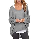 Orangesky New Arrives!!! Women's Oversized Pullover Sweater Tops Large Gray