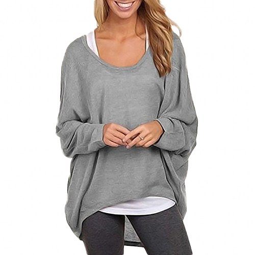 Orangesky New Arrives!!! Women's Oversized Pullover Sweater Tops Large Gray