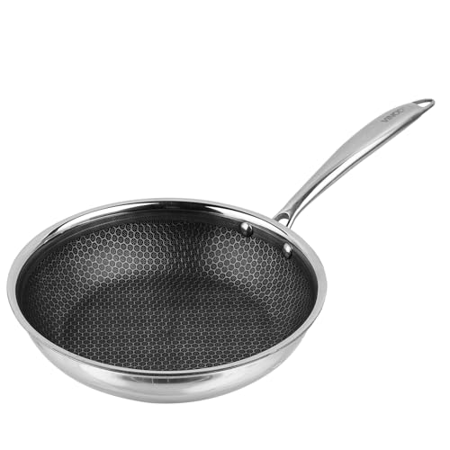 Vinod Platinum X Triply SAS Pro Frying Pan – Honeycomb Non Stick Base 3-Ply Skillet Pan,Induction & Gas Stove Friendly Ideal for Shakshuka, Fry-Ups & Luqaimat Saute & Griddle Use (20 cm Diameter)