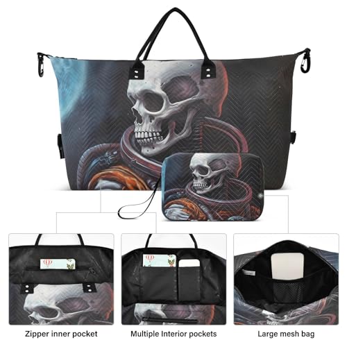 Large Travel Duffel Bag, Skeleton Astronaut Sports Tote Gym Bag, Shoulder Weekender Overnight Bag for Women Men, Carry On Luggage with Toiletry Bags2