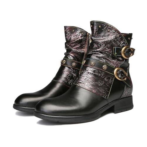 Superladystar's Handmade Cowhide Leather Retro Style Women's Flat Shoes, Ethnic Style, Wide,Comfortable2