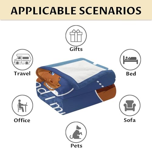Mercuryelf Horse Blanket Gift - 30x40 Inches Funny Throw Blankets for Kids - Blue Soft, Fuzzy & Warm Throws for Lap, Crib
