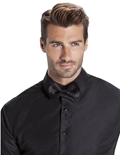 Luxe Microfiber® Men’s Fitted Dress Shirt, Tuxedo Shirt Black #TOP2
