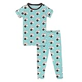 KicKee ソフト半袖パジャマセット – 赤ちゃん、幼児、子供用の竹製寝間着の伸縮性のあるビスコース–季節コレクション(サマースカイボウリング-3T)