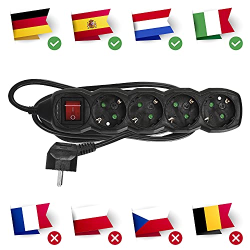Emos PC1421R - Ciabatta elettrica a 4 prese con