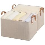 StorageWorks Storage Bins, Shelves Baskets for Organizing, Large Fabric Closet Organizers with Handles, Metal Frame, Brown and Beige, 2-Pack
