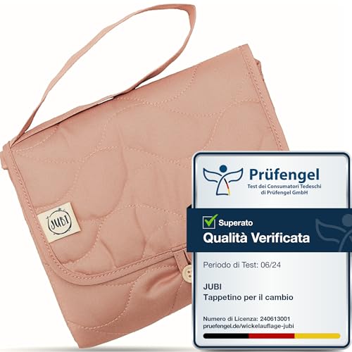 Jubi® Matelas à langer en coton biologique et polyester ÖkoTex - matelas à langer de voyage avec espace pour 4 couches et lingettes humides (dirty pink)