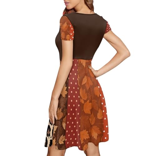 Image of Irisjudy T Shirt Dress for Women Short Sleeve Girls Short Sleeve Dress Plus Size, O Neck Knee Length Midi Dress for Ladies