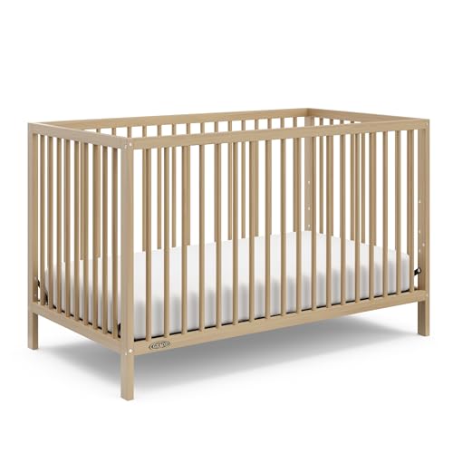 Image of Graco Teddi 5-in-1 Convertible Crib (Driftwood) – GREENGUARD Gold Certified, Converts to Daybed, Toddler & Twin Bed with Headboard and Footboard, Adjustable Mattress Height