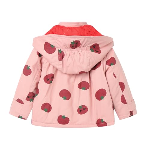 Mud Kingdom Girls Padded Jacket with Hood Tomato Print Pocket Warm Outerwear Zip Up Winter2