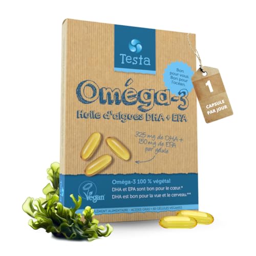 Omega 3 Vegan Huile d'Algue 325mg DHA 150mg EPA 60 capsules