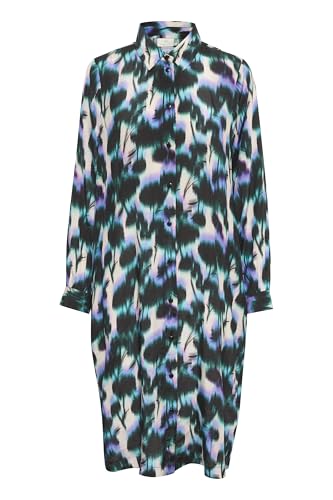 KAFFE Camiseta de Manga Larga con Estampado Relajado Vestido, Impresión de Flores Digitales, 42 para Mujer