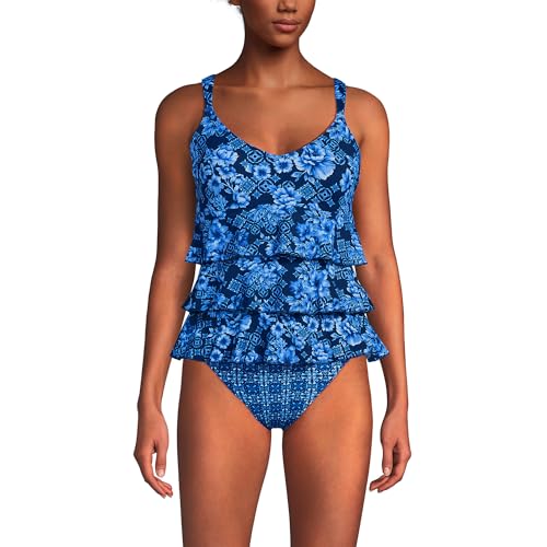Lands' End Women's Smoothing Control Ruffle Fauxkini One Piece Swimsuit