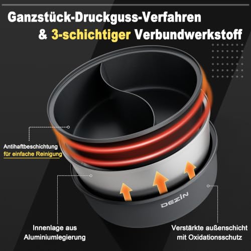 Dezin 6L Hot Pot Elektrisch mit Trennwand, Abnehmbare Antihaft-Innentopf – Bild 5