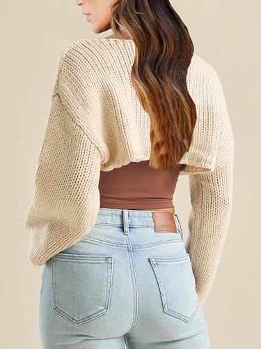 Image of Womens Bolero Crochet Crop Shrug Shoulder Knit Cropped Sweater | Y2K Crochet Crop Top, Half Sweater, Cozy Chest Over the Shoulder Top Cardigan, Cut Off Super Crop, Ballet Lace Sweater