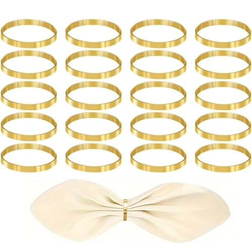 CTOUUGRS 20 PCS Napkin Rings for Party Tableware Decor, Golden Napkin Rings Set for Dining Table Decorations, for Wedding Birthday Holiday Party Events