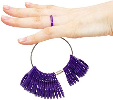 NIUPIKA Ring Sizer UK US Men Women Plastic Finger Size Measurement Tool Wedding Ring Gauge Measurer Jewellery Measure Tools (Purple)