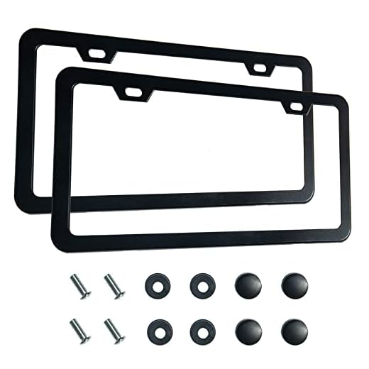 2PCS Premium Matte Black License Plate Frames, Solid Rust-Proof Aluminum Holder with 2 Holes, Universal Car Frame for Women and Man, Including Screws, by Lengnoyp.