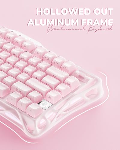 GravaStar Mercury K1 Mechanische Tastatur mit Aluminiumrahmen, 75% Wireless Gaming Tastatur Hot Swap Custom Keyboard mit Knopf,Gasket,RGB Tri-Mode Tastatur,PBT-Tastenkappen, 8000mAh - Farbverlauf Rosa – Bild 5