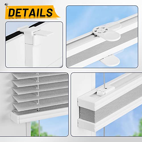 BelleMax Plissee ohne Bohren Verdunkelung Klemmfix, Thermo Plissee Hellgrau 105x110 cm(BxH)… – Ansicht 5