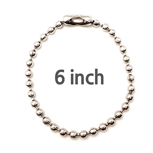Stainless Steel Ball Chain Tag Key Chain Connector 6 Inch Long 2.4mm Bead Dia 100 Pcs