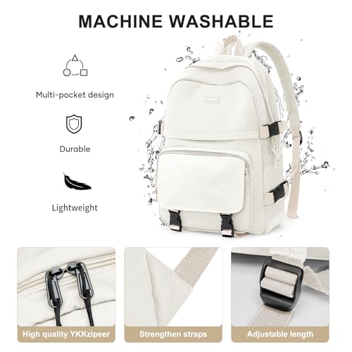 Image of weradar Backpacks For School Teens Boys Girls,Cute Bookbag,Lightweight College Backpack For Women Men,Waterproof Middle School Bag Casual Travel Daypack(Beige)