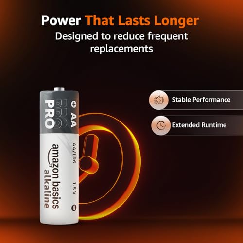 Image of Amazon Basics Pro Series AA Alkaline Battery | Pack of 4 | for High Drain Devices | Toys, Digital Camera, Electric Toothbrush