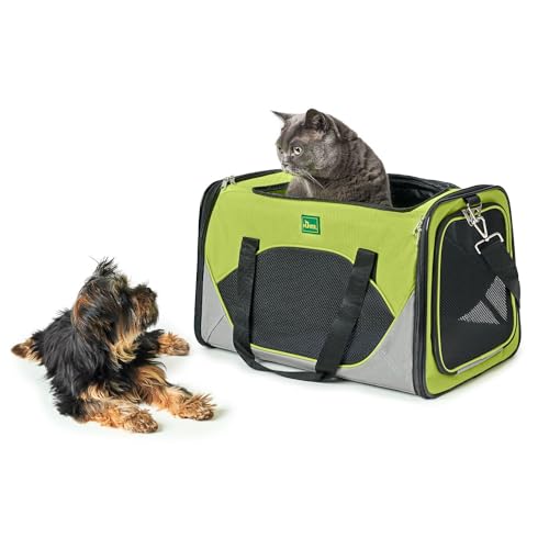 HUNTER KANSAS Tragetasche für Hunde und Katzen, zusammenfaltbar, 50 x 30 x 30 cm, hellgrün/ grau