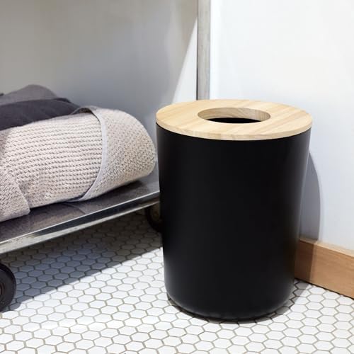 Caneca de basura redonda pequeña iDesign mate negra pack x2 miniatura 6