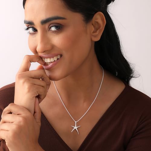 Image of TRUESILVER ACPL 925 Sterling Silver Pendant Necklace for Women | Elegant Charm Necklace | Contemporary Statement Jewelry | Birthday Anniversary Gift