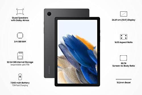 Image of (Refurbished) Samsung Galaxy Tab A8 26.69 cm (10.5 inch) Display, RAM 3 GB, ROM 32 GB Expandable, Wi-Fi Tablet, Gray