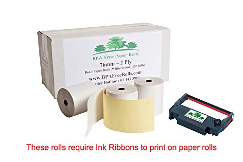 Compatible Epson tm-j9100 2 capas Rollos De Papel sin BPA (20 rollos por caja), 2 Ply duplicado hasta Rolls, 2 capas impresora rollos del polvo. 76x70mm
