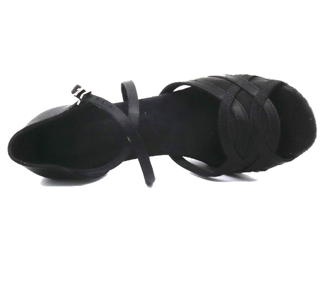 MGM-Joymod Women's Comfort Mesh Glitter Peep Toe Salsa Tango Ballroom Latin Modern Dance Shoes Wedding Party Sandals/Black 9.5 M US