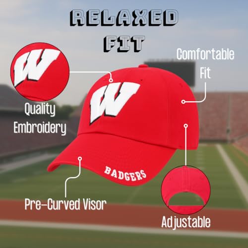 Gorra clásica University Wisconsin ajustable rojo miniatura 5