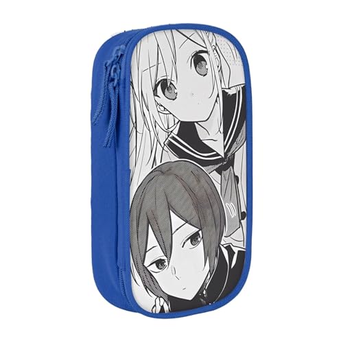 For ホリミヤ 堀さんと宮村くん16ペンケース 筆箱 筆入れ 大容量 軽量 筆袋 収納袋 多機能 文具収納 収納袋 化粧品袋 通学小学生子供誕生日プレゼントBlue