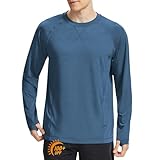 Mens UPF 100+ Sun Protection Shirts Long Sleeve SPF UV Swim Rash Guard for Fishing Running Hiking Outdoor Workout Misty Blue