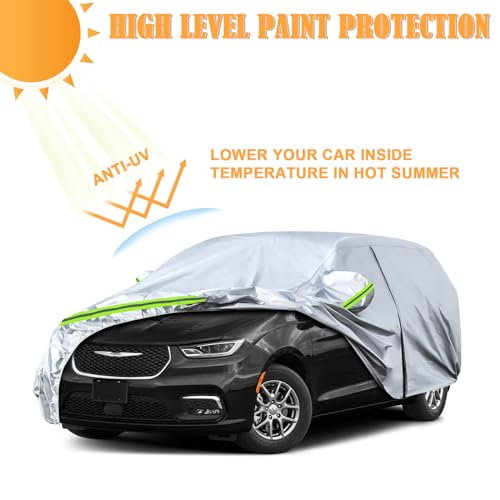 Image of Waterproof Car Covers Compatible with 2008-2016 Chrysler Town & Country and 2016-2025 Chrysler Pacifica, 6 Layers Silver Car Cover for Snow Rain Dust Protection